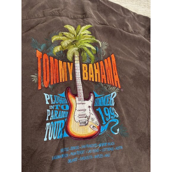 Tommy Bahama Men's Silk Button Down Shirt XXL Brown Plugged Into Paradise - Picture 11 of 12